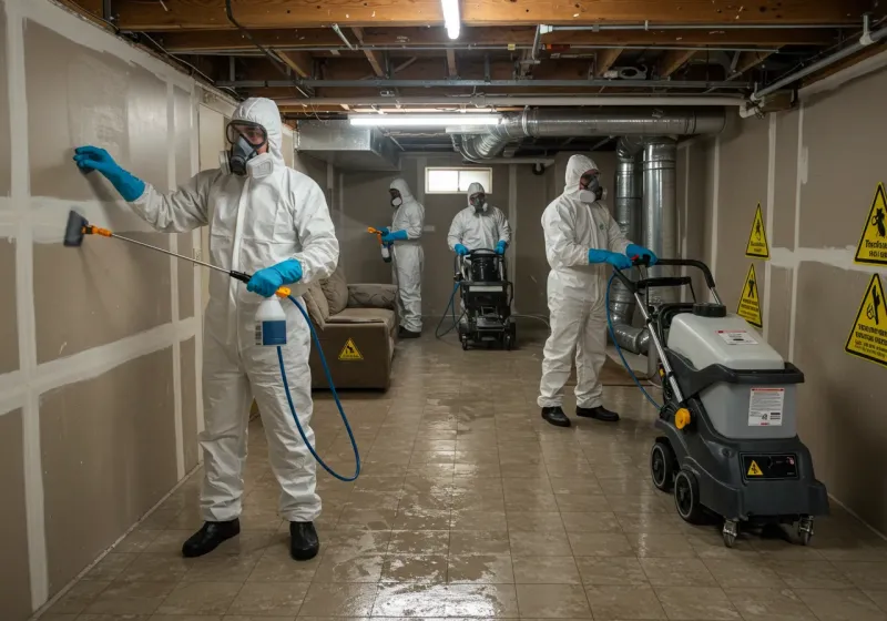 Basement Moisture Removal and Structural Drying process in Wurtland, KY